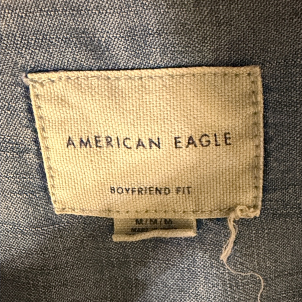 American Eagle Outfitters Light Blue Boyfriend Fit Shirt - Picture 2 of 5